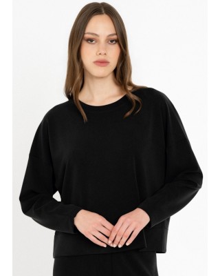 Γυναικεία μαύρη μπλούζα heavy rib - Philosophy BL12079