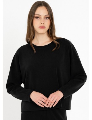 Γυναικεία μαύρη μπλούζα heavy rib - Philosophy BL12079