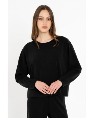 Γυναικεία μαύρη μπλούζα heavy rib - Philosophy BL12079