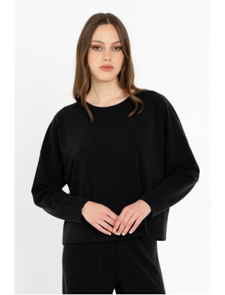 Γυναικεία μαύρη μπλούζα heavy rib - Philosophy BL12079