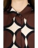 Γυναικείο καφέ satin print πουκάμισο - Philosophy SH77289 Γυναικείο καφέ satin print πουκάμισο - Philosophy SH77289