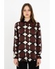 Γυναικείο καφέ satin print πουκάμισο - Philosophy SH77289 Γυναικείο καφέ satin print πουκάμισο - Philosophy SH77289