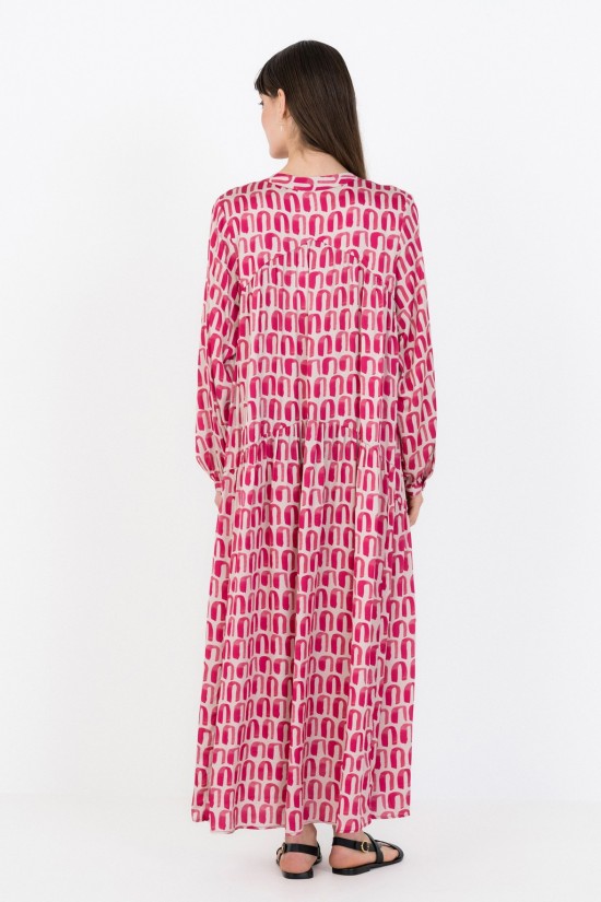 Satin print long slevve dress - Philosophy DR2700