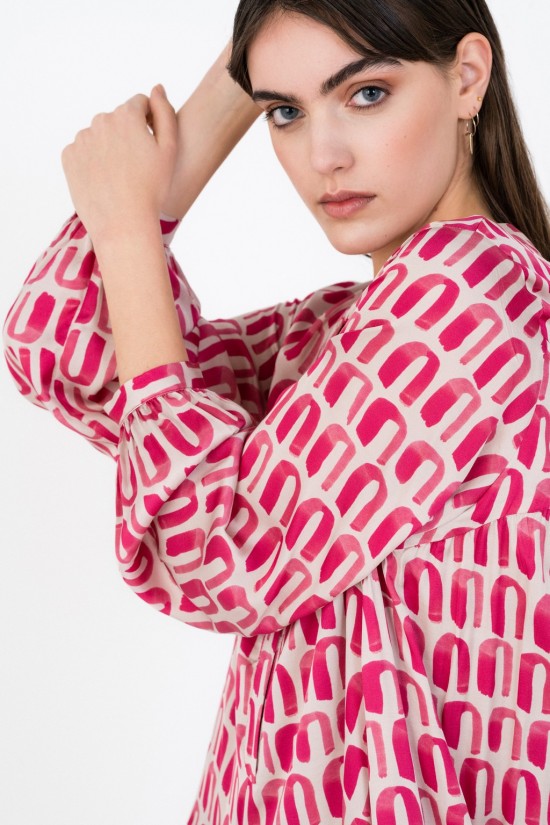 Satin print long slevve dress - Philosophy DR2700