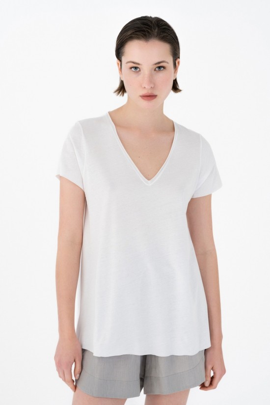 Women's organic cotton v neck short sleeve top - Philosophy BL1369 Women's organic cotton v neck short sleeve top - Philosophy BL1369