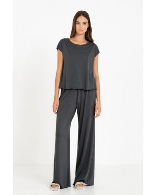 Γυναικεία μαύρη παντελόνα Organic Jersey Wide Leg - Philosophy TR4008 Γυναικεία μαύρη παντελόνα Organic Jersey Wide Leg - Philosophy TR4008
