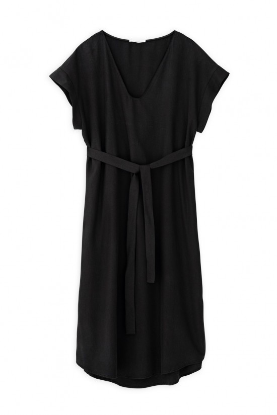 Γυναικείο midi μαύρο φόρεμα tencel - Philosophy DR2781