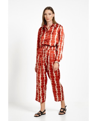 Γυναικείο πράσινο σατέν πουκάμισο με print - Philosophy SH7209