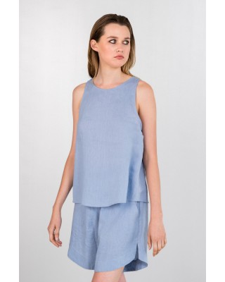 Γυναικεία αμάνικη λινή μπλούζα halter neck  - Philosophy BL1918