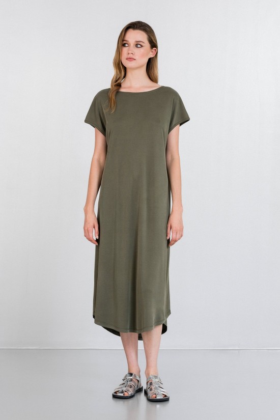 Γυναικείο κοντομάνικο rib loose φόρεμα - Philosophy DR2586