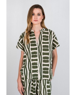 Γυναικείο κοντομάνικο πουκάμισο με print - Philosophy SH7240