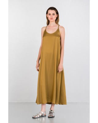 Γυναικείο μάξι σατέν φόρεμα χρυσό - Philosophy DR2796