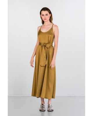 Γυναικείο μάξι σατέν φόρεμα χρυσό - Philosophy DR2796