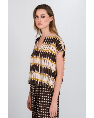 Γυναικεία cropped σατέν μπλούζα με print - Philosophy BL1987