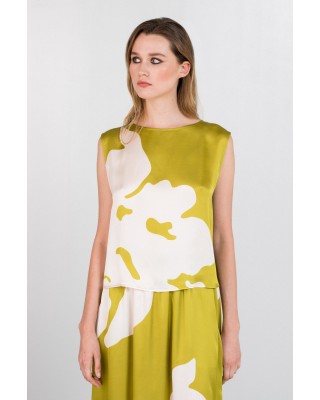 Γυναικεία σατέν αμάνικη μπλούζα με print - Philosophy BL1994