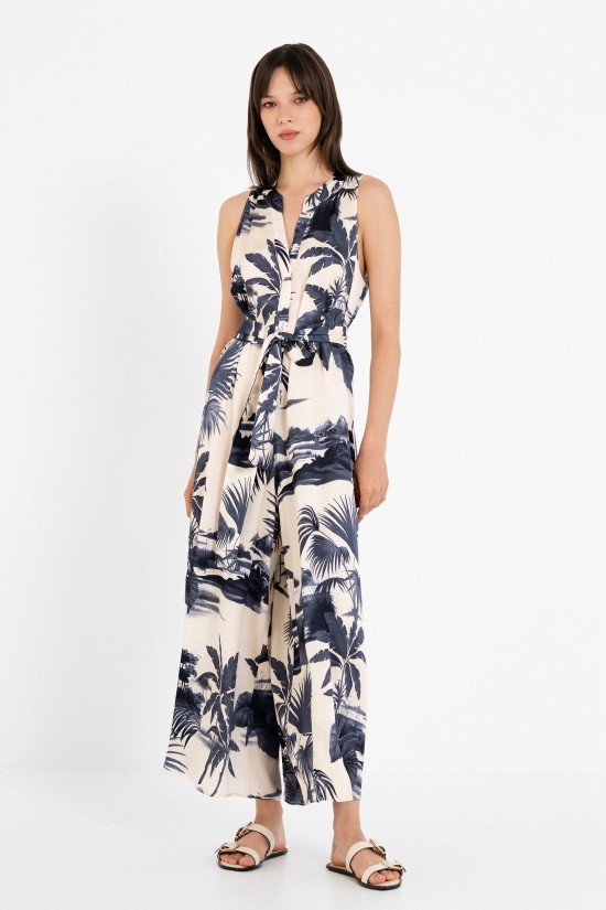 Γυναικεία αμάνικη satin print ολόσωμη φόρμα - Philosophy JS66090