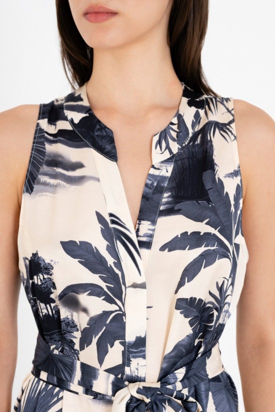 Γυναικεία αμάνικη satin print ολόσωμη φόρμα - Philosophy JS66090