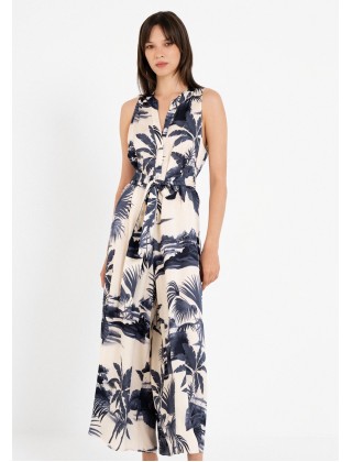Γυναικεία αμάνικη satin print ολόσωμη φόρμα - Philosophy JS66090