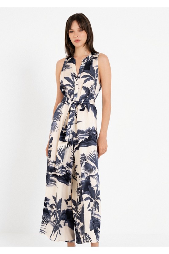 Γυναικεία αμάνικη satin print ολόσωμη φόρμα - Philosophy JS66090