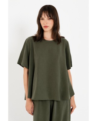 Γυναικεία κοντομάνικη μπλούζα washed tencel - Philosophy BL12038