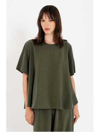 Γυναικεία κοντομάνικη μπλούζα washed tencel - Philosophy BL12038