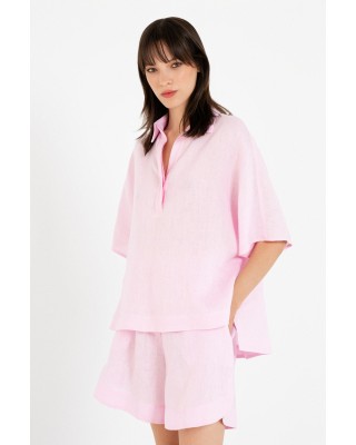 Γυναικεία λινή κοντομάνικη μπλούζα - Philosophy BL12042