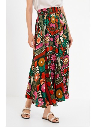 Γυναικεία μάξι satin print φούστα - Philosophy SK33121