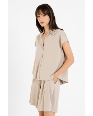 Γυναικείο rib κοντομάνικο πουκάμισο - Philosophy SH77267