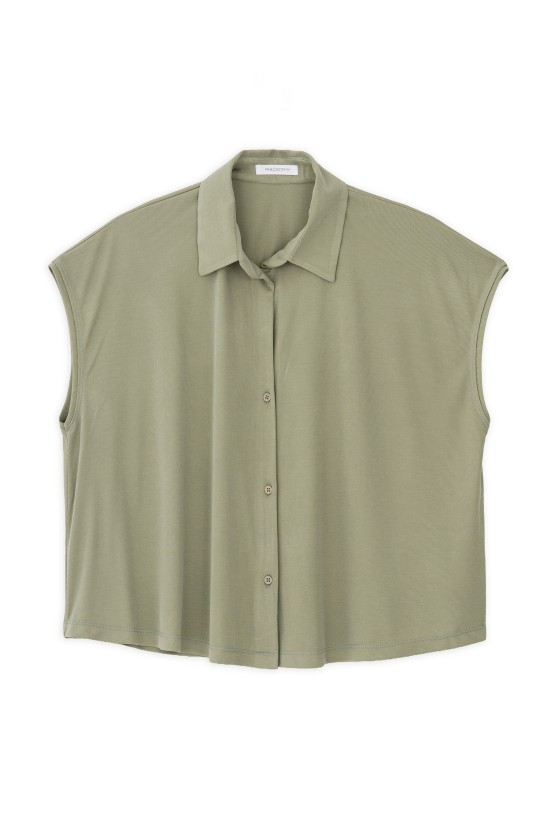 Γυναικείο rib κοντομάνικο πουκάμισο - Philosophy SH77267