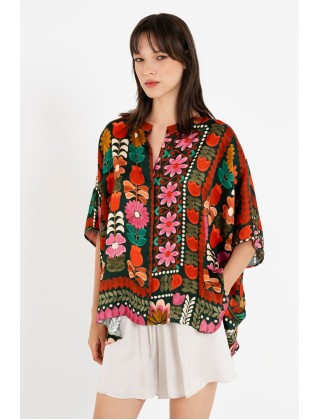 Γυναικείο satin print oversized πουκάμισο - Philosophy SH77276