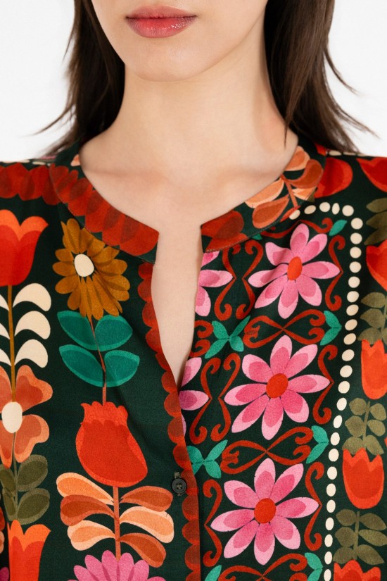 Γυναικείο satin print oversized πουκάμισο - Philosophy SH77276