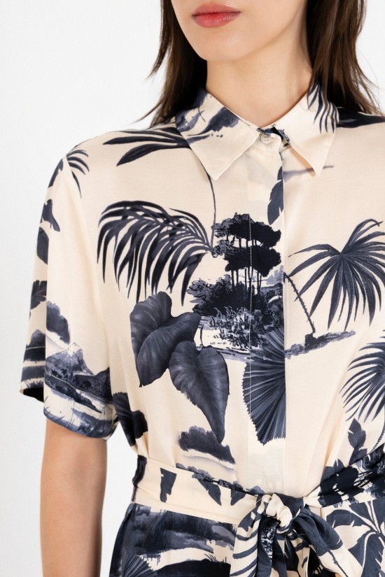 Γυναικείο κοντομάνικο satin print φόρεμα - Philosophy DR22853