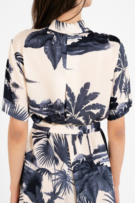 Γυναικείο κοντομάνικο satin print φόρεμα - Philosophy DR22853