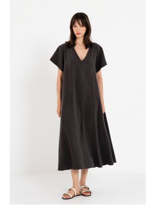 Γυναικείο midi κοντομάνικο φόρεμα washed tencel - Philosophy DR22849