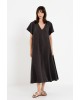 Γυναικείο midi κοντομάνικο φόρεμα washed tencel - Philosophy DR22849
