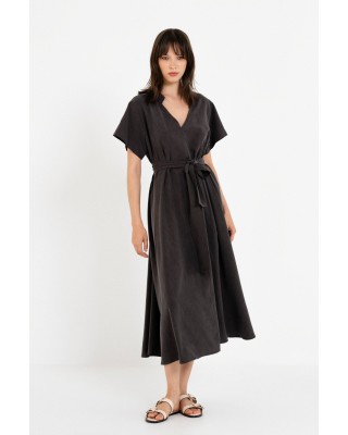 Γυναικείο midi κοντομάνικο φόρεμα washed tencel - Philosophy DR22849