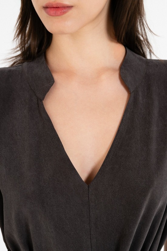 Γυναικείο midi κοντομάνικο φόρεμα washed tencel - Philosophy DR22849