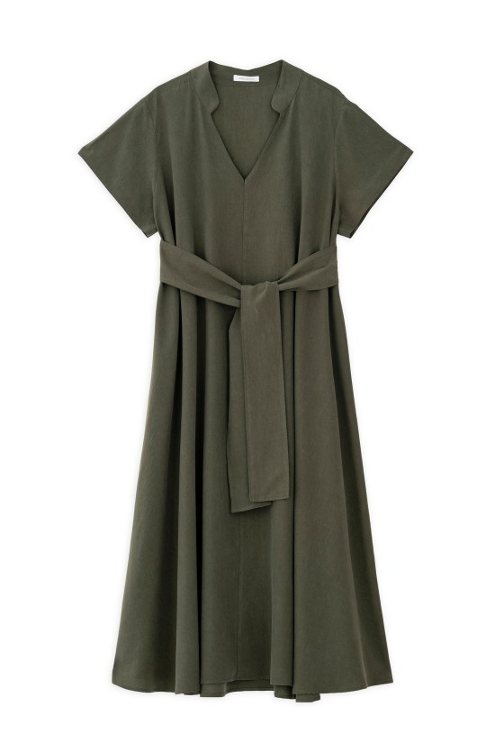 Γυναικείο midi κοντομάνικο φόρεμα washed tencel - Philosophy DR22849