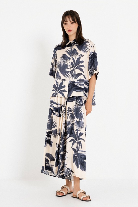 Γυναικείο κοντομάνικο πουκάμισο satin print - Philosophy SH77271