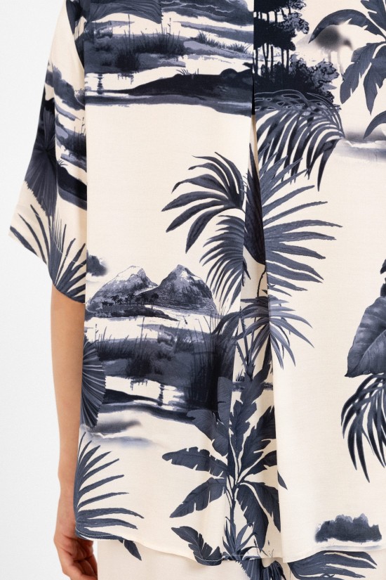 Γυναικείο κοντομάνικο πουκάμισο satin print - Philosophy SH77271