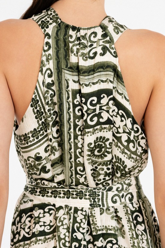 Γυναικείο μάξι αμάνικο satin print φόρεμα - Philosophy DR22868