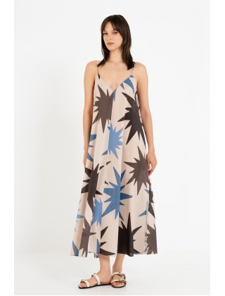 Γυναικείο μάξι αμάνικο φόρεμα με print - Philosophy DR22877