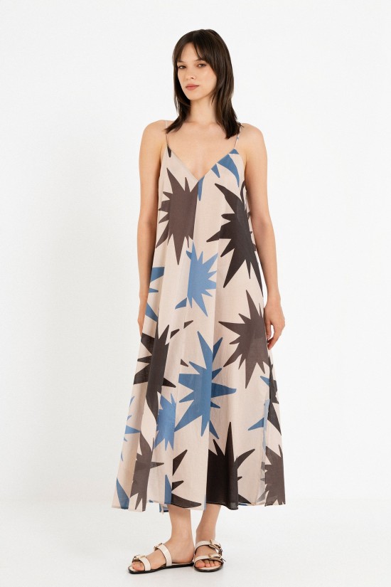 Γυναικείο μάξι αμάνικο φόρεμα με print - Philosophy DR22877
