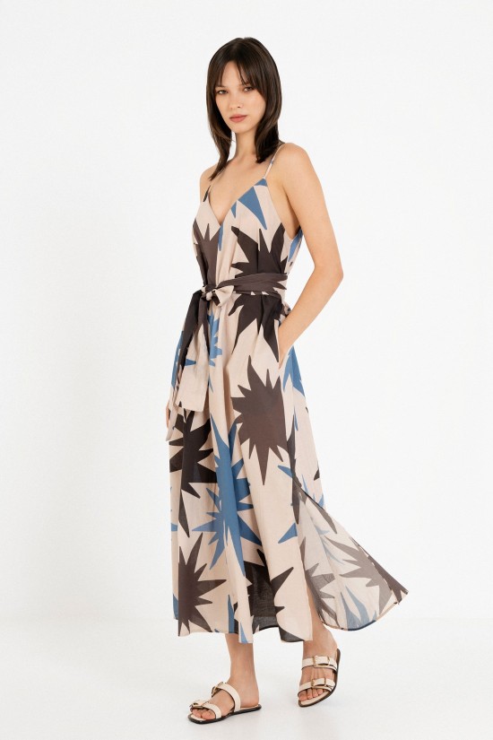 Γυναικείο μάξι αμάνικο φόρεμα με print - Philosophy DR22877