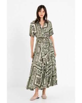 Γυναικείο κοντομάνικο satin print φόρεμα - Philosophy DR22871