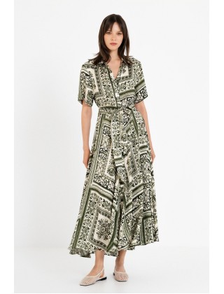 Γυναικείο κοντομάνικο satin print φόρεμα - Philosophy DR22871