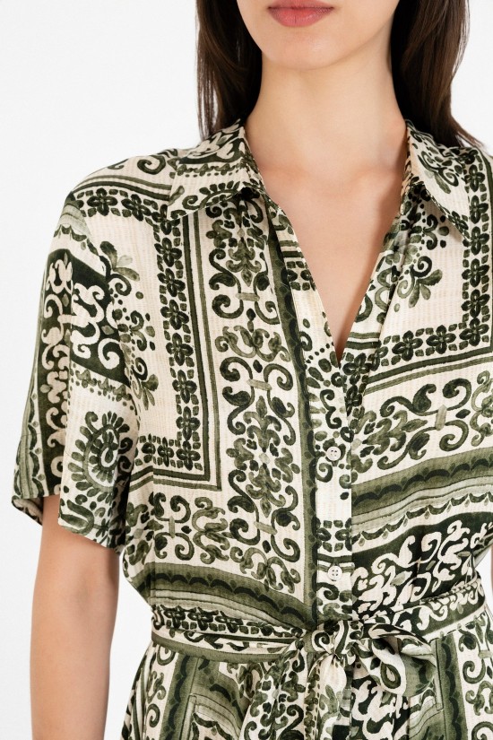 Γυναικείο κοντομάνικο satin print φόρεμα - Philosophy DR22871