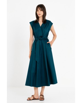 Γυναικείο midi πετρόλ φόρεμα ποπλίνα - Philosophy DR22848