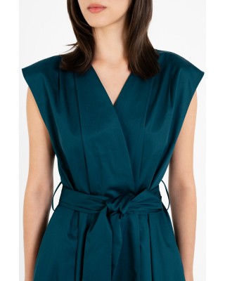 Γυναικείο midi πετρόλ φόρεμα ποπλίνα - Philosophy DR22848