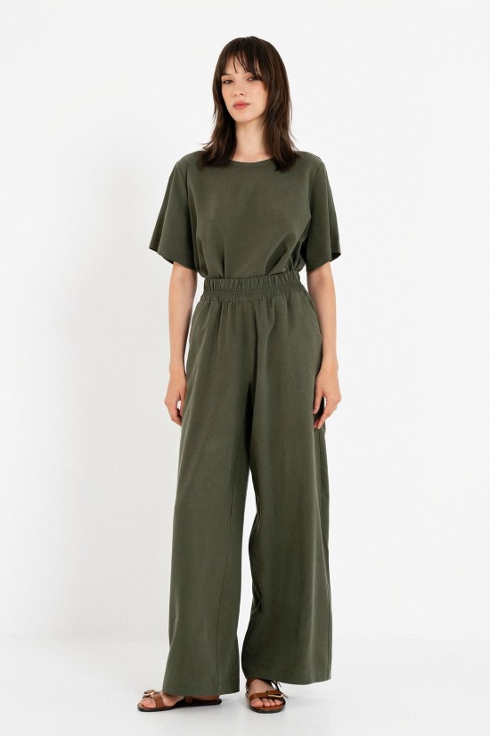 Γυναικεία wide leg παντελόνα washed tencel - Philosophy TR44571